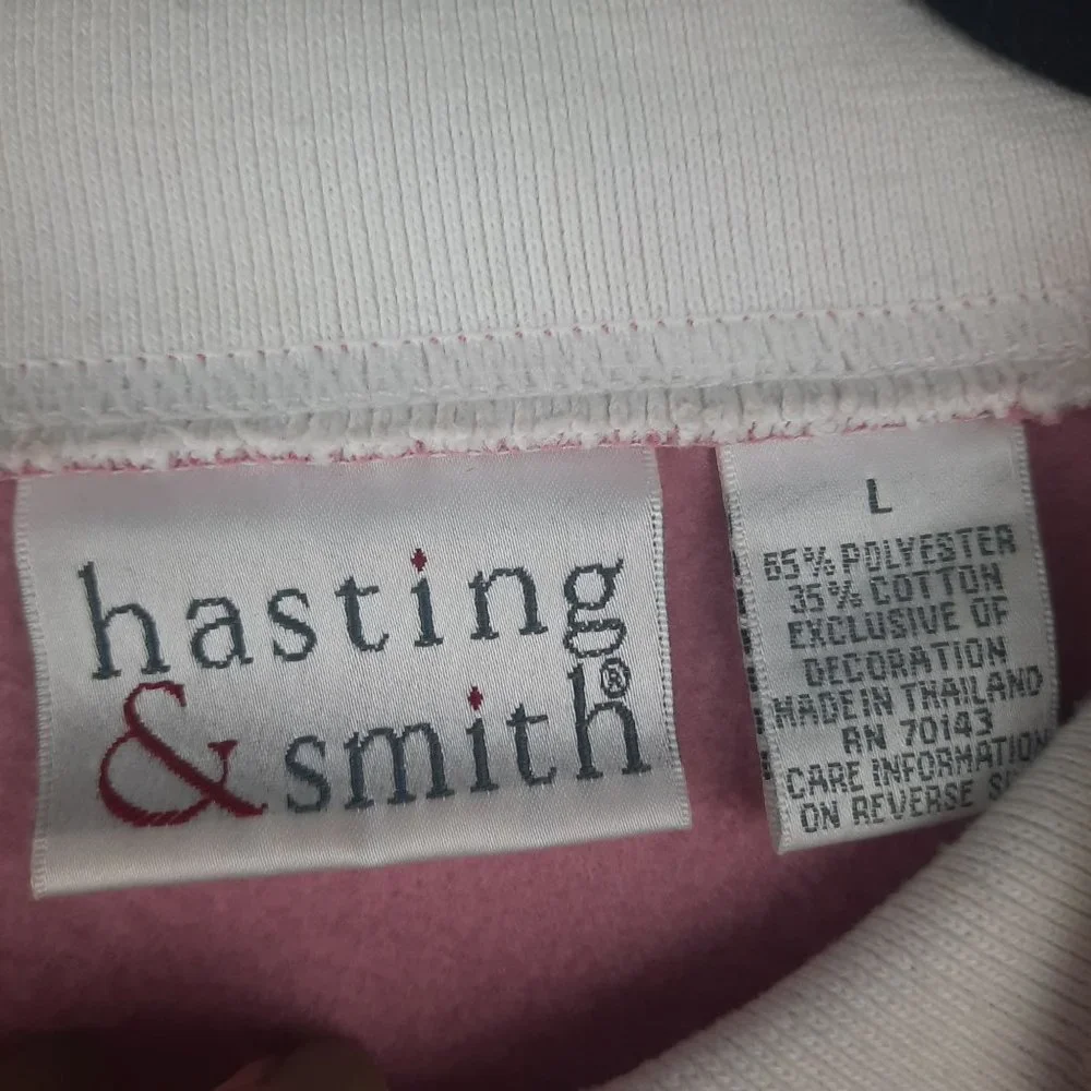 Vintage Hasting & Smith Pink Christmas Embroidered Sweatshirt - Picture 7 of 13